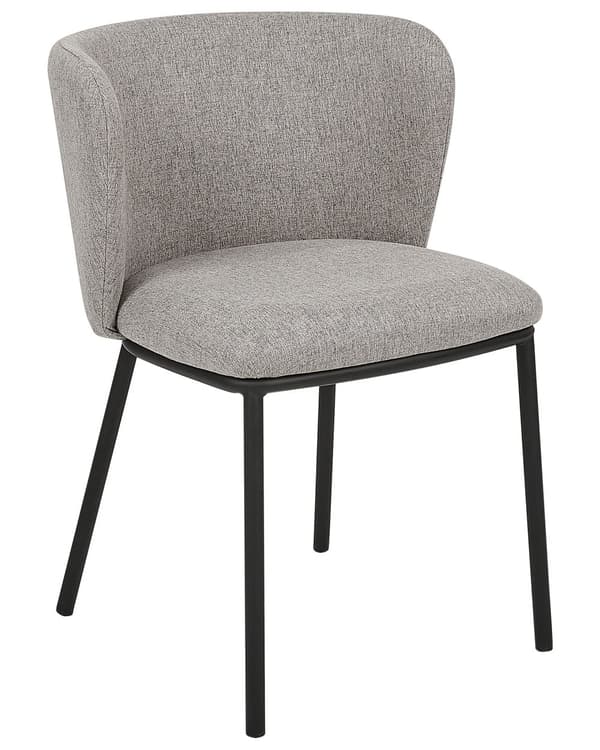Sett med 2 spisestoler Grå Polyester Svarte metallben Uten armlener Buet form Moderne design Kjøkken Spisestue
