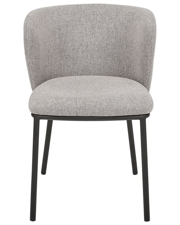 Sett med 2 spisestoler Grå Polyester Svarte metallben Uten armlener Buet form Moderne design Kjøkken Spisestue