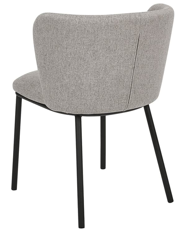 Sett med 2 spisestoler Grå Polyester Svarte metallben Uten armlener Buet form Moderne design Kjøkken Spisestue