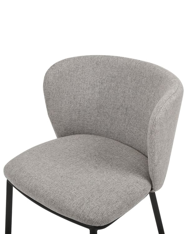 Sett med 2 spisestoler Grå Polyester Svarte metallben Uten armlener Buet form Moderne design Kjøkken Spisestue