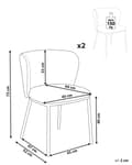 Miniatyrbilde 3 av 10: Sett med 2 spisestoler Off-white Polyester Svarte metallben Uten armlener Buet form Moderne design Kjøkken Spisestue