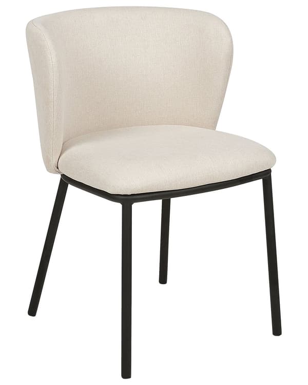Sett med 2 spisestoler Off-white Polyester Svarte metallben Uten armlener Buet form Moderne design Kjøkken Spisestue