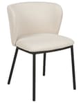 Miniatyrbilde 5 av 10: Sett med 2 spisestoler Off-white Polyester Svarte metallben Uten armlener Buet form Moderne design Kjøkken Spisestue
