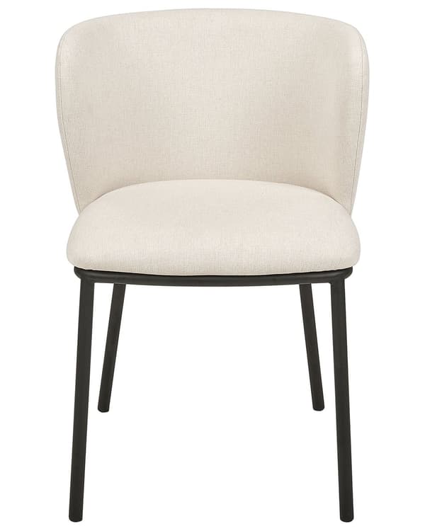 Sett med 2 spisestoler Off-white Polyester Svarte metallben Uten armlener Buet form Moderne design Kjøkken Spisestue