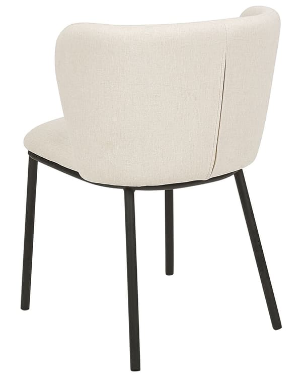 Sett med 2 spisestoler Off-white Polyester Svarte metallben Uten armlener Buet form Moderne design Kjøkken Spisestue