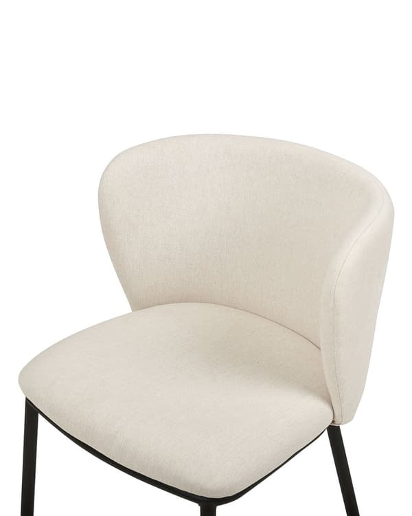 Sett med 2 spisestoler Off-white Polyester Svarte metallben Uten armlener Buet form Moderne design Kjøkken Spisestue