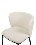 Miniatyrbilde 8 av 10: Sett med 2 spisestoler Off-white Polyester Svarte metallben Uten armlener Buet form Moderne design Kjøkken Spisestue