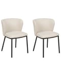 Miniatyrbilde 1 av 10: Sett med 2 spisestoler Off-white Polyester Svarte metallben Uten armlener Buet form Moderne design Kjøkken Spisestue