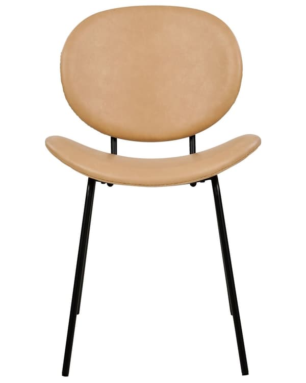 Uppsättning med 2 matstolar Sandbeige Armlösa benkåpor Konstläder PU Svarta järnben Modern retrodesign Sittplatser i matsalen