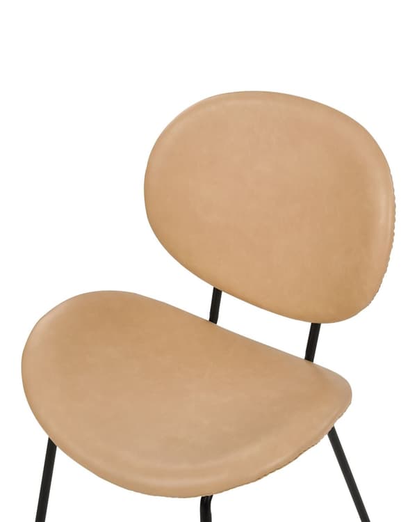 Uppsättning med 2 matstolar Sandbeige Armlösa benkåpor Konstläder PU Svarta järnben Modern retrodesign Sittplatser i matsalen
