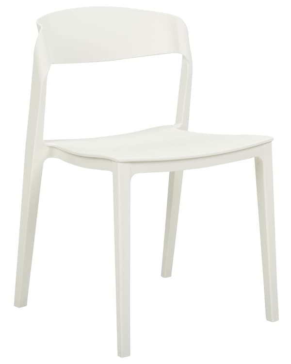 Uppsättning med 2 matstolar Vit Stapelbar Armless Benskydd Plast Konferensstolar Samtida Modern Design Matrum Sittplatser