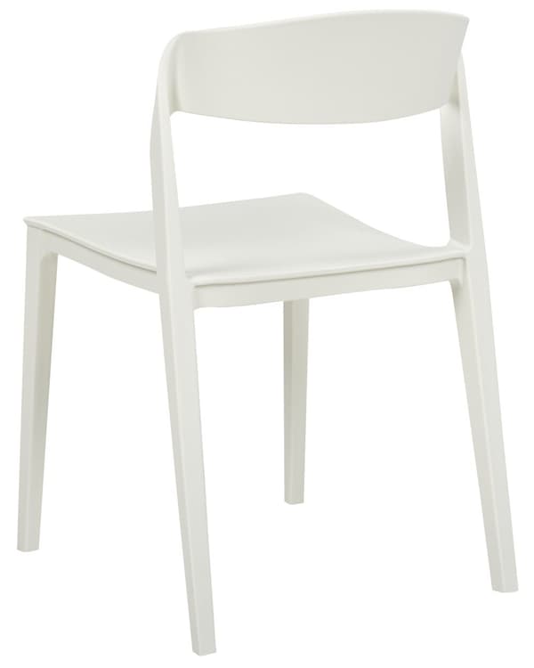Uppsättning med 2 matstolar Vit Stapelbar Armless Benskydd Plast Konferensstolar Samtida Modern Design Matrum Sittplatser