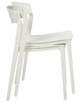 Miniatyrbild 7 av 10: Uppsättning med 2 matstolar Vit Stapelbar Armless Benskydd Plast Konferensstolar Samtida Modern Design Matrum Sittplatser
