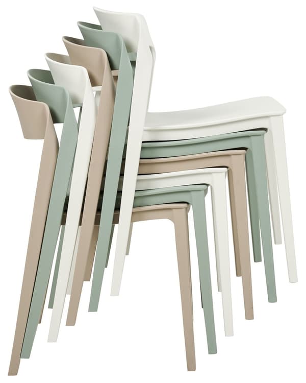 Uppsättning med 2 matstolar Vit Stapelbar Armless Benskydd Plast Konferensstolar Samtida Modern Design Matrum Sittplatser