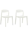 Miniatyrbild 1 av 10: Uppsättning med 2 matstolar Vit Stapelbar Armless Benskydd Plast Konferensstolar Samtida Modern Design Matrum Sittplatser