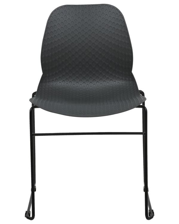 Set med 4 matstolar Mörkgrå Stapelbar Armlös Benskydd Plast Svarta Stålben Konferensstol Samtida Modern Skandinavisk Design Matsal Sittplatser