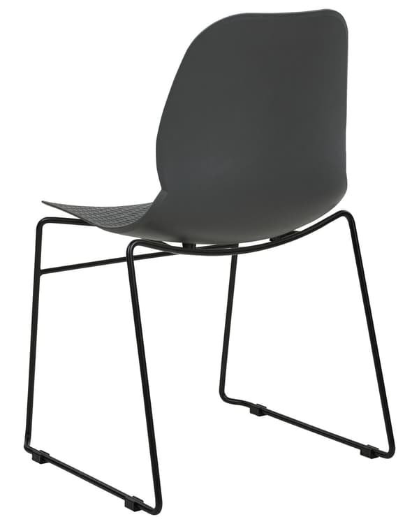 Set med 4 matstolar Mörkgrå Stapelbar Armlös Benskydd Plast Svarta Stålben Konferensstol Samtida Modern Skandinavisk Design Matsal Sittplatser