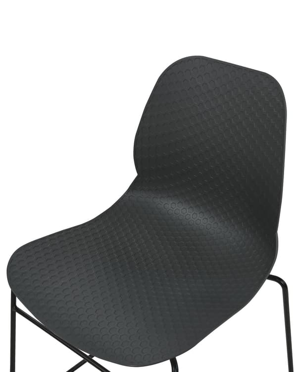 Set med 4 matstolar Mörkgrå Stapelbar Armlös Benskydd Plast Svarta Stålben Konferensstol Samtida Modern Skandinavisk Design Matsal Sittplatser