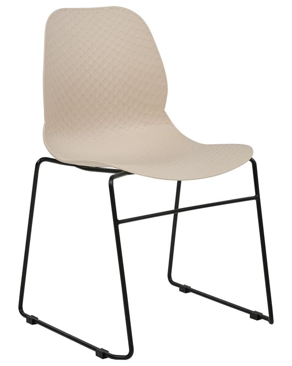 Set med 4 matstolar Beige Stapelbara Armlösa Benkåpor Plast Svarta Stålben Konferensstol Samtida Modern Skandinavisk Design Matsal