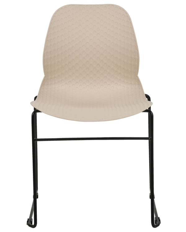 Set med 4 matstolar Beige Stapelbara Armlösa Benkåpor Plast Svarta Stålben Konferensstol Samtida Modern Skandinavisk Design Matsal