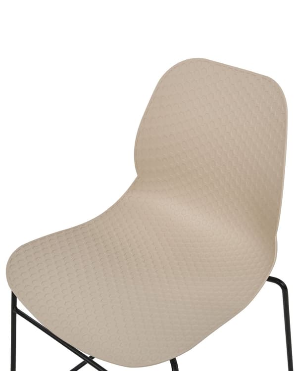 Set med 4 matstolar Beige Stapelbara Armlösa Benkåpor Plast Svarta Stålben Konferensstol Samtida Modern Skandinavisk Design Matsal
