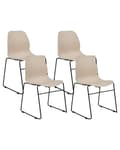 Miniatyrbild 1 av 11: Set med 4 matstolar Beige Stapelbara Armlösa Benkåpor Plast Svarta Stålben Konferensstol Samtida Modern Skandinavisk Design Matsal
