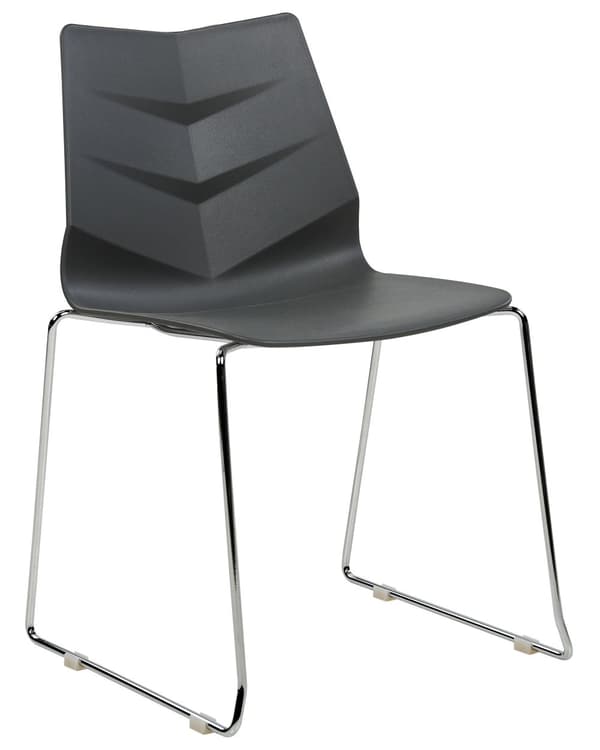 Set med 4 matstolar Mörkgrå Stapelbar Armless Benskydd Plast Stålben Konferensstolar Samtida Modern Skandinavisk Design Matrum Sittplatser