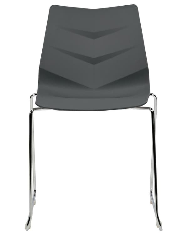 Set med 4 matstolar Mörkgrå Stapelbar Armless Benskydd Plast Stålben Konferensstolar Samtida Modern Skandinavisk Design Matrum Sittplatser