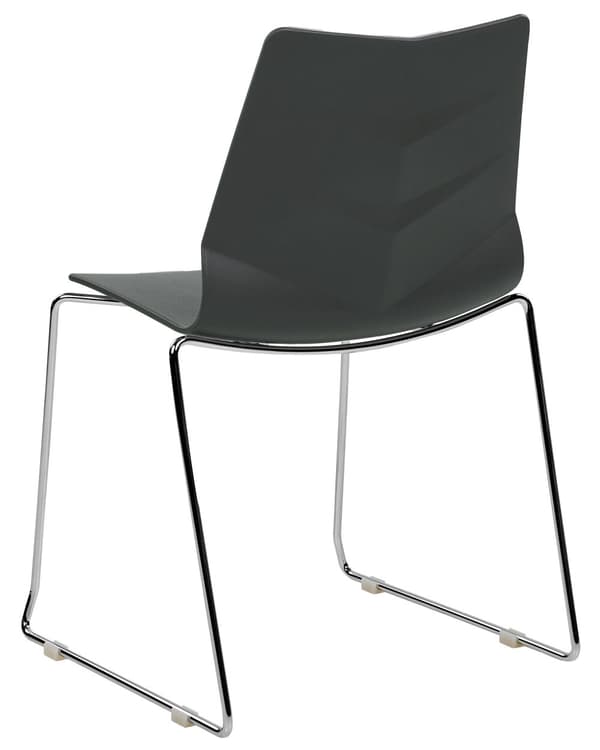 Set med 4 matstolar Mörkgrå Stapelbar Armless Benskydd Plast Stålben Konferensstolar Samtida Modern Skandinavisk Design Matrum Sittplatser