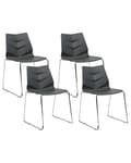Miniatyrbild 1 av 11: Set med 4 matstolar Mörkgrå Stapelbar Armless Benskydd Plast Stålben Konferensstolar Samtida Modern Skandinavisk Design Matrum Sittplatser