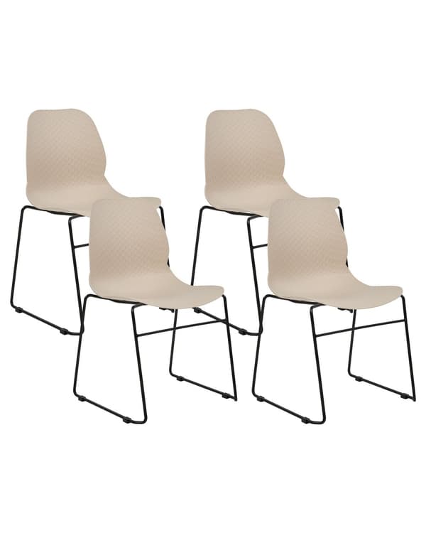 Stol beige 4 stk. stabelbare ingen armlæn plast fodstøtte metalben moderne moderne skandinavisk stil