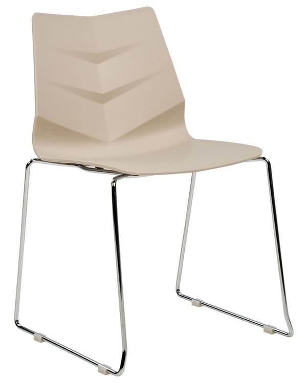 Stol beige 4 stk. stabelbare ingen armlæn plastik fodstøtter metalben moderne moderne skandinavisk stil