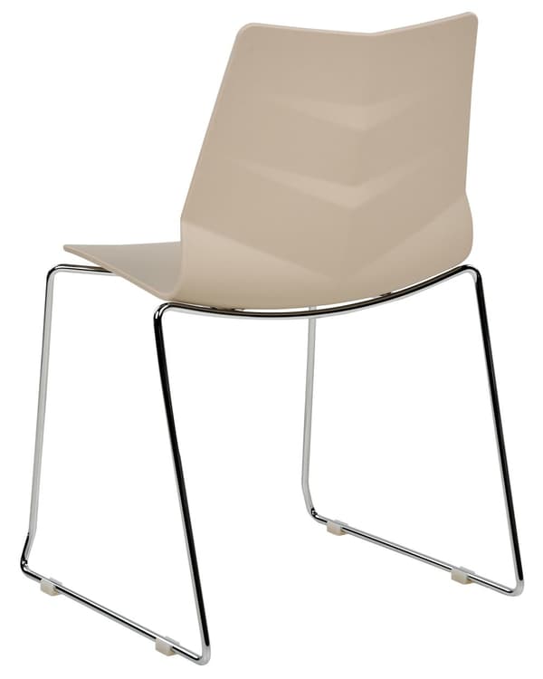 Stol beige 4 stk. stabelbare ingen armlæn plastik fodstøtter metalben moderne moderne skandinavisk stil
