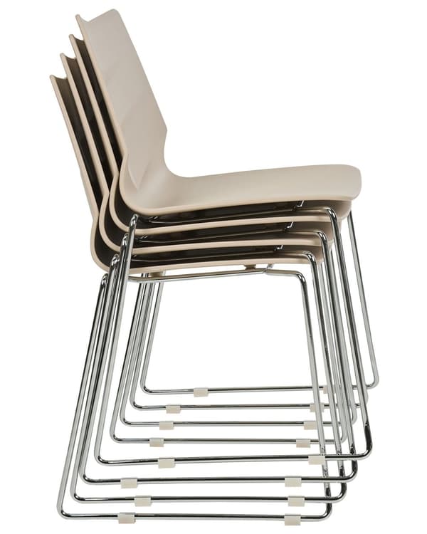 Stol beige 4 stk. stabelbare ingen armlæn plastik fodstøtter metalben moderne moderne skandinavisk stil