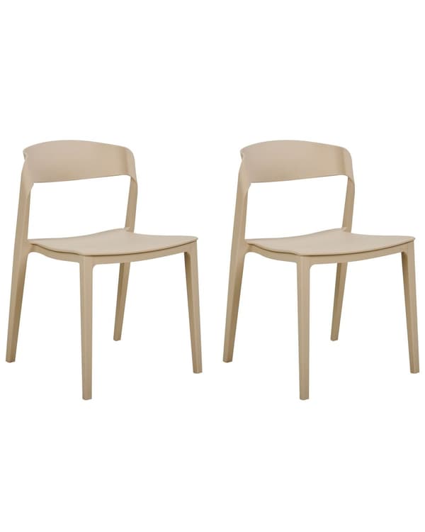 Sett med 2 spisestoler Beige Plast Uten armlener Kan stables Benhetter Moderne design Konferansestoler