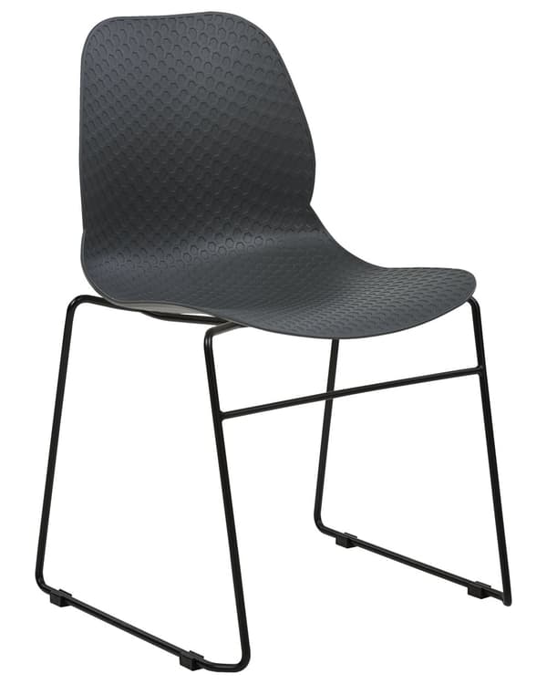 Sett med 4 spisestoler Mørkegrå Plast Stål Uten armlener Kan stables Benhetter Moderne design Konferansestoler