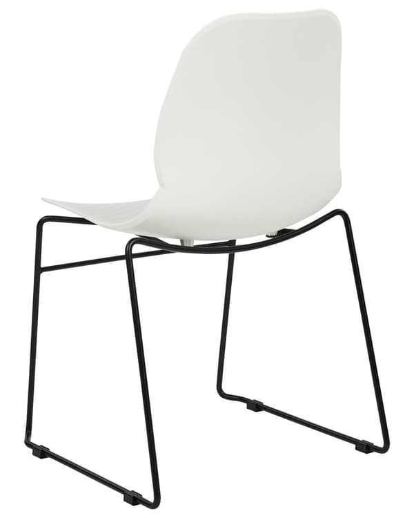 Sett med 4 spisestoler Hvit Plast Stål Uten armlener Kan stables Benhetter Moderne design Konferansestoler