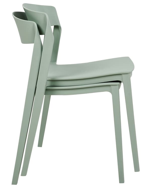 Sett med 2 spisestoler Mintgrønn Plast Uten armlener Kan stables Benhetter Moderne design Konferansestoler