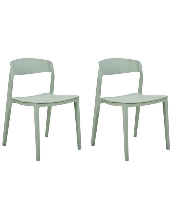 Sett med 2 spisestoler Mintgrønn Plast Uten armlener Kan stables Benhetter Moderne design Konferansestoler