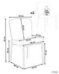 Miniatyrbilde 3 av 9: Sett med 2 Stoler Brun Polyester Strikket stoff Metallben Uten armlener Moderne design