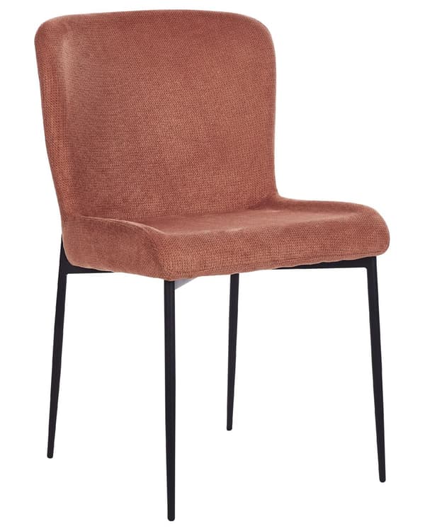 Sett med 2 Stoler Brun Polyester Strikket stoff Metallben Uten armlener Moderne design