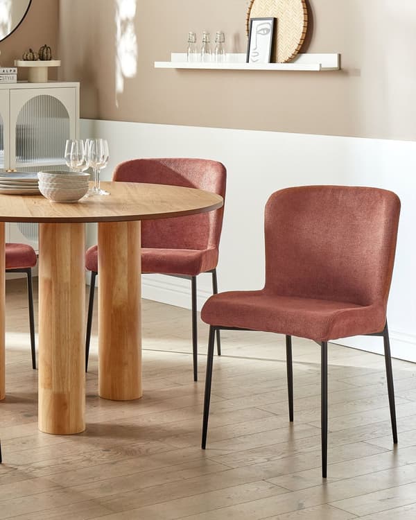 Sett med 2 Stoler Brun Polyester Strikket stoff Metallben Uten armlener Moderne design