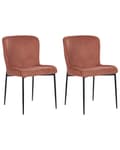 Miniatyrbilde 1 av 9: Sett med 2 Stoler Brun Polyester Strikket stoff Metallben Uten armlener Moderne design