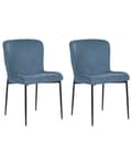 Miniatyrbilde 1 av 9: Sett med 2 Stoler Blå Polyester Strikket stoff Metallben Uten armlener Moderne design