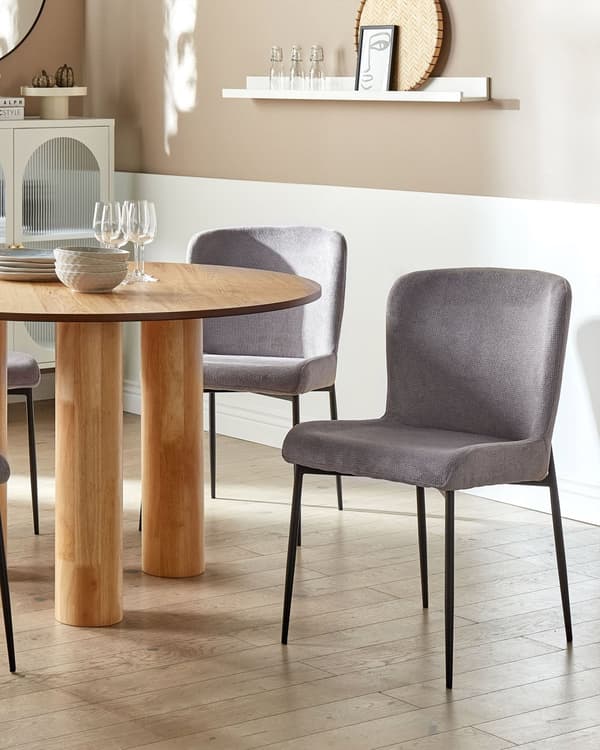 Sett med 2 Stoler Mørkegrå Polyester Strikket stoff Metallben Uten armlener Moderne design