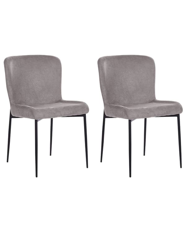Sett med 2 Stoler Mørkegrå Polyester Strikket stoff Metallben Uten armlener Moderne design