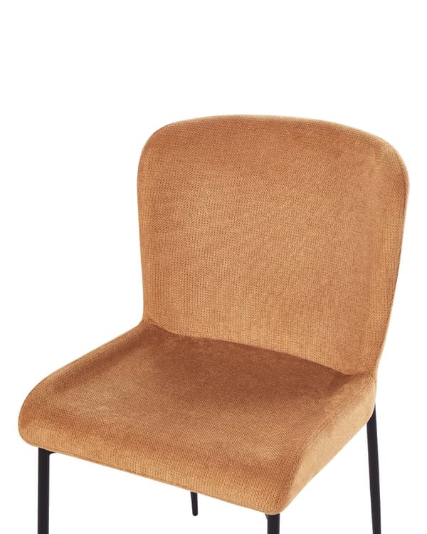 Sett med 2 Stoler Oransje Polyester Strikket stoff Metallben Uten armlener Moderne design
