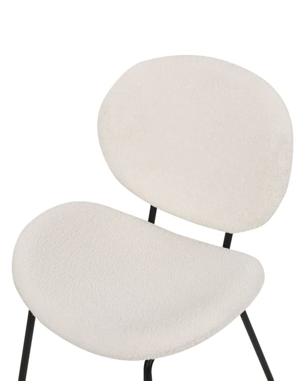 Sett med 2 spisestoler Hvit Bouclé Svarte jernben Benhetter Moderne Retro Spisestue Kjøkken Sitteplasser