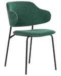 Miniatyrbillede 4 af 9: Spisebordsstol Grøn Polyester Sæt af 2 Polstrede Stofstole til Spisestue Spisestuestol til Indendørs Spisestol med Stålben Indretning