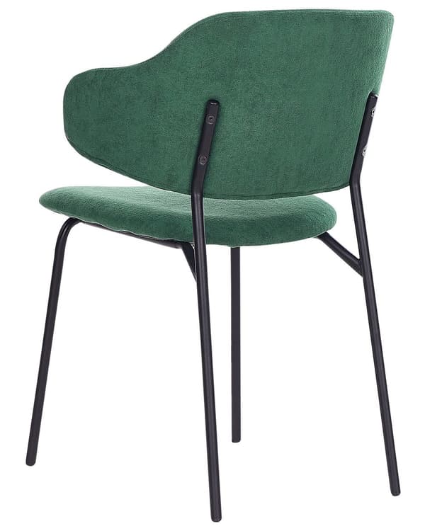 Spisebordsstol Grøn Polyester Sæt af 2 Polstrede Stofstole til Spisestue Spisestuestol til Indendørs Spisestol med Stålben Indretning